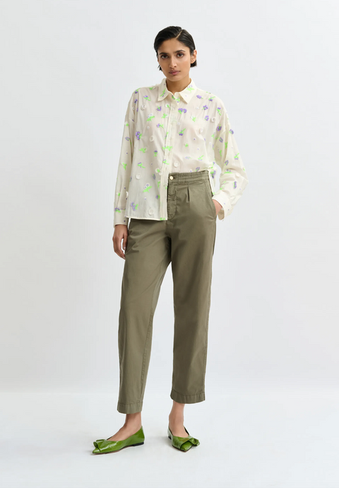 Essentiel Antwerp Jimena Shirt - Off White/Green/Purple