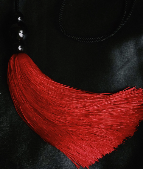 Gem Totem Tassel Necklace - Red