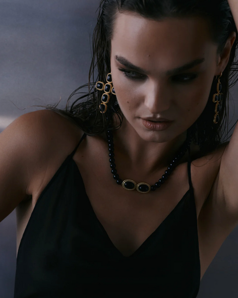 Luv AJ Midnight Mesa Beaded Necklace - Gold