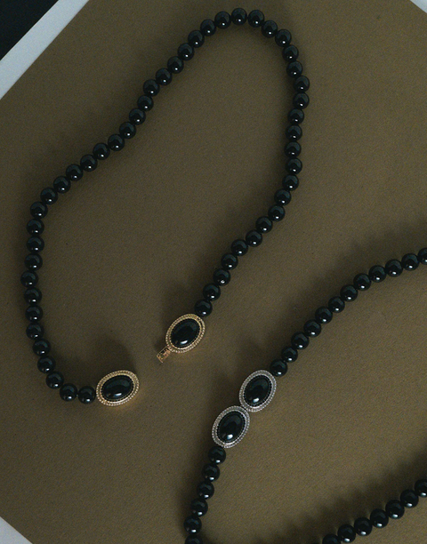 Luv AJ Midnight Mesa Beaded Necklace - Silver