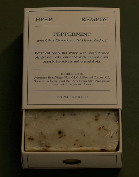 Herb Remedy Soap - Peppermint with Olive Green Clay & Hemp Seed Oil
