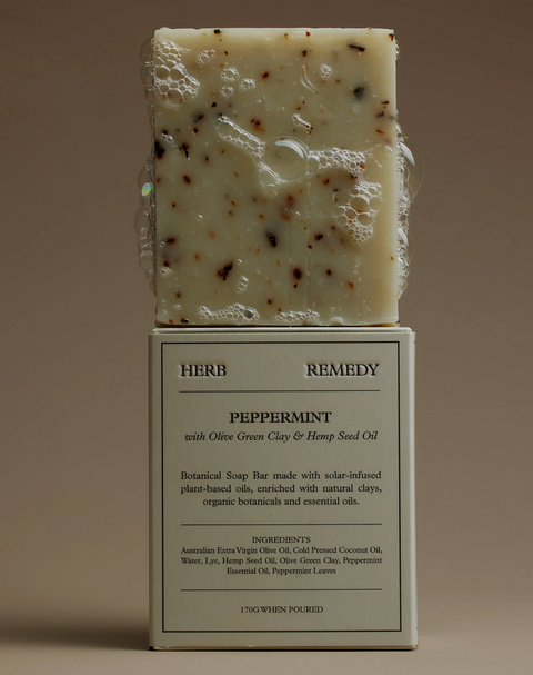 Herb Remedy Soap - Peppermint with Olive Green Clay & Hemp Seed Oil