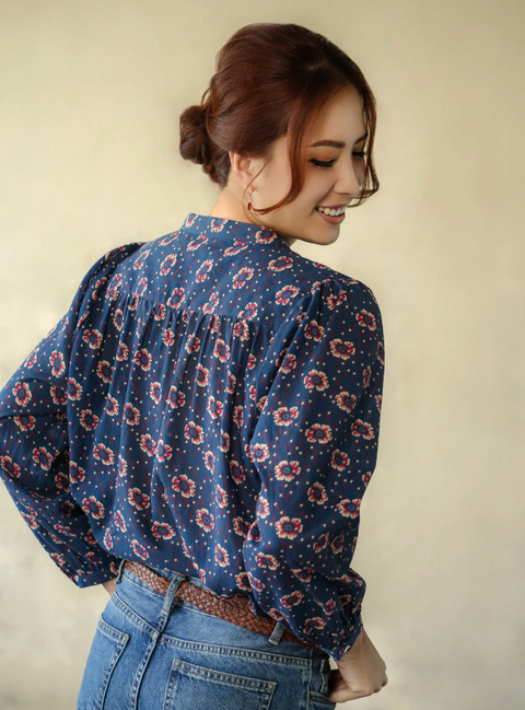 Marie Louise De Monterey Persian Blouse - Navy