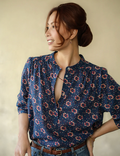 Marie Louise De Monterey Persian Blouse - Navy