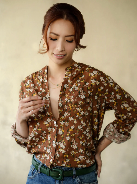 Marie Louise De Monterey Amy Floral Blouse - Chocolate