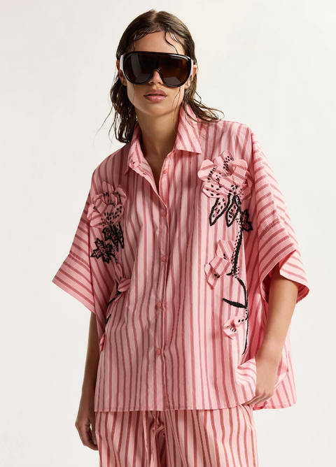 Essentiel Antwerp Jonkoe 3D Flower Shirt - Faded Plum