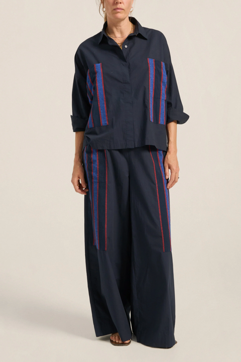 Ilio Nema Cacus Poplin Shirt - Navy