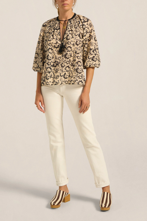 Ilio Nema Euthenia Blouse - Black Batik Voile