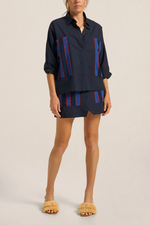Ilio Nema Cacus Poplin Shirt - Navy