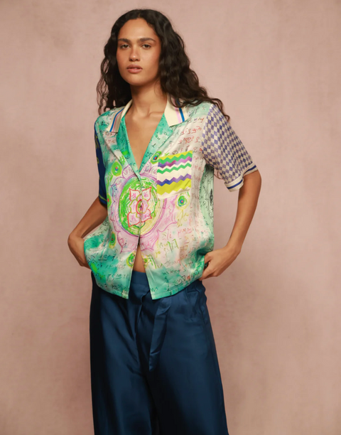 ME369 Aya Knit Collar Shirt - Runic Whisper
