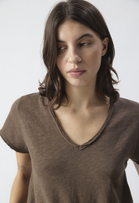 American Vintage Sonoma V-Neck Short Sleeve T-Shirt - Vintage Chestnut