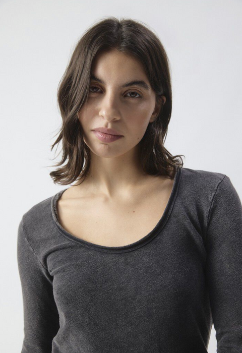 American Vintage Sonoma Long Sleeve Scoop Neck T-Shirt - Vintage Black