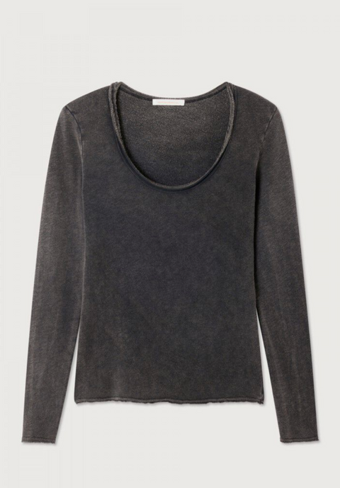 American Vintage Sonoma Long Sleeve Scoop Neck T-Shirt - Vintage Black