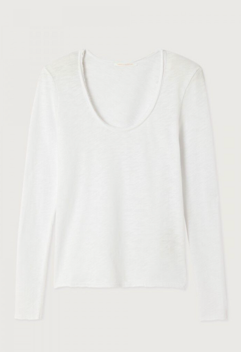 American Vintage Sonoma Long Sleeve Scoop Neck T-Shirt - White