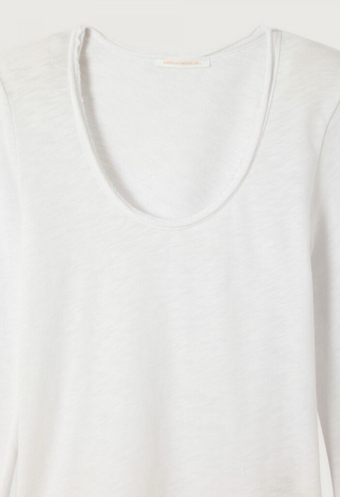 American Vintage Sonoma Long Sleeve Scoop Neck T-Shirt - White