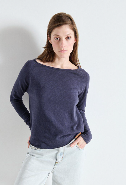 American Vintage Sonoma Long Sleeve Boatneck T-Shirt - Vintage Navy
