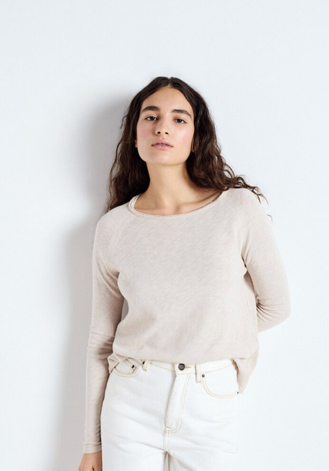 American Vintage Sonoma Long Sleeve Boatneck T-Shirt - Vintage Mastic