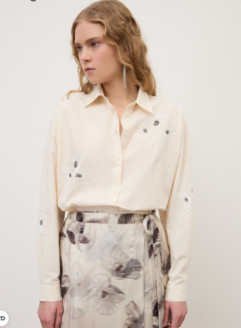 Ottod'Ame Embroidered Shirt - Latte
