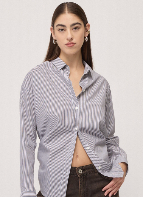 Ottod'Ame Stripe Shirt - Off White/Navy/Choc