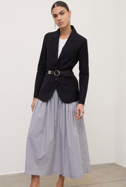 Ottod'Ame Stripe Skirt - Off White/Navy/Choc