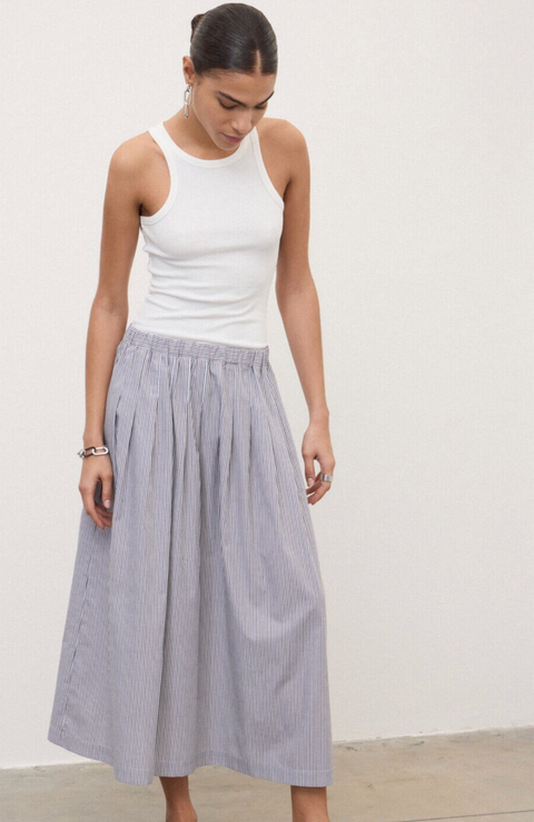 Ottod'Ame Stripe Skirt - Off White/Navy/Choc