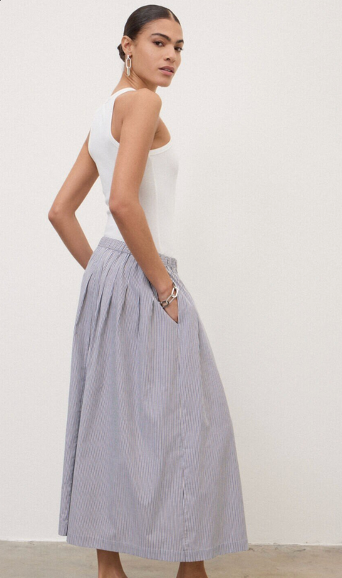 Ottod'Ame Stripe Skirt - Off White/Navy/Choc