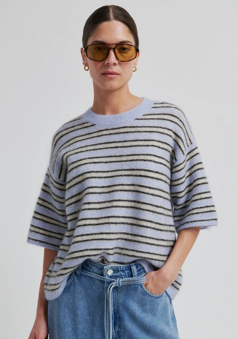 Second Female Stellar Stripe Knit - Halogen Blue