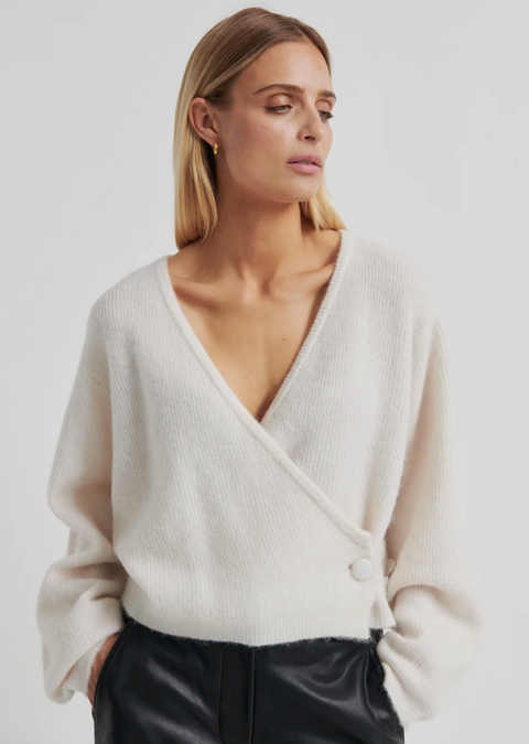 Second Female Gabby Wrap Front Knit - Soft Beige