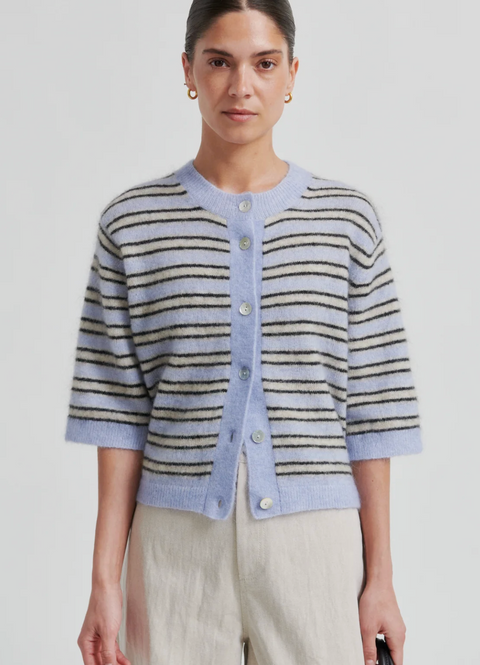 Second Female Stellar Stripe Cardigan - Halogen Blue