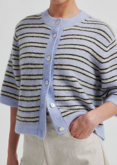 Second Female Stellar Stripe Cardigan - Halogen Blue