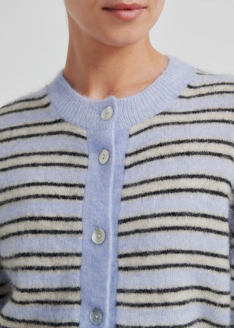 Second Female Stellar Stripe Cardigan - Halogen Blue