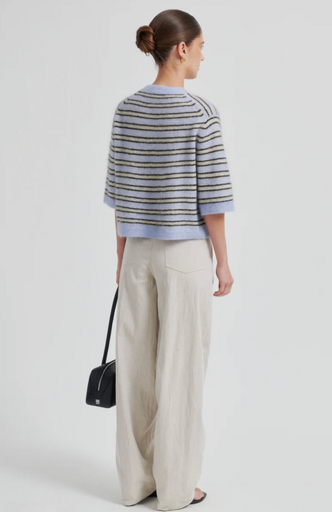Second Female Stellar Stripe Cardigan - Halogen Blue