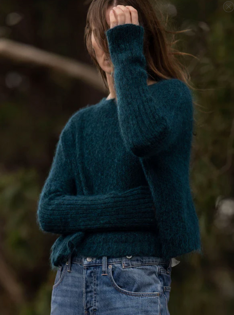 Luna Gallery Mohair Waffle Crop Jumper - Teal
