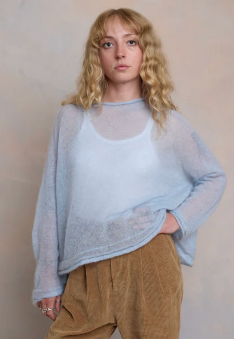Luna Gallery Mohair Raglan Sleeve Sweater - Sky