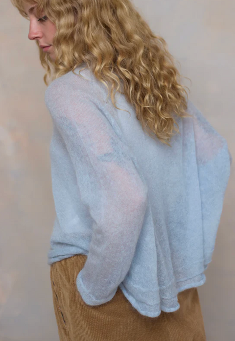 Luna Gallery Mohair Raglan Sleeve Sweater - Sky