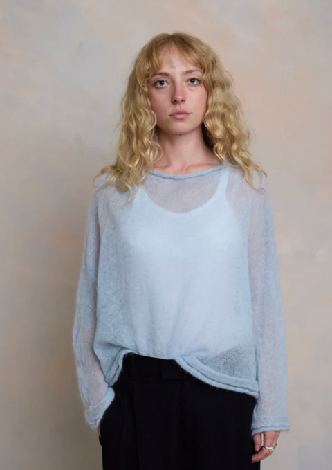 Luna Gallery Mohair Raglan Sleeve Sweater - Sky