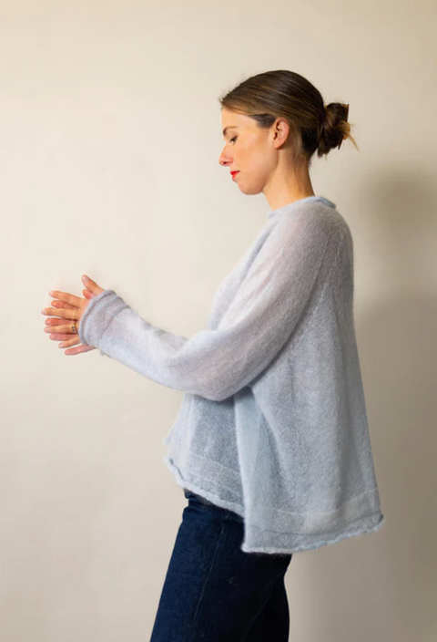 Luna Gallery Mohair Raglan Sleeve Sweater - Sky