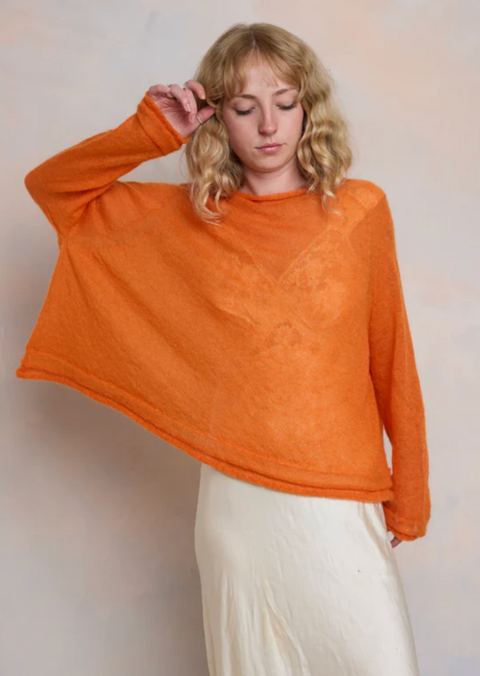 Luna Gallery Mohair Raglan Sleeve Sweater - Sunset