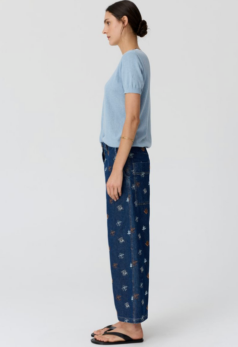 POL Clothing Dillon Tee with Tipping - Blue/Choc