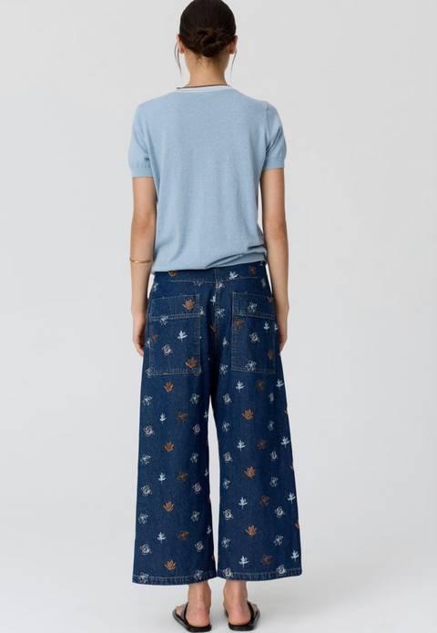 POL Clothing Dillon Tee with Tipping - Blue/Choc
