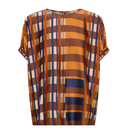 POL Clothing Lattice Top - Amber Check