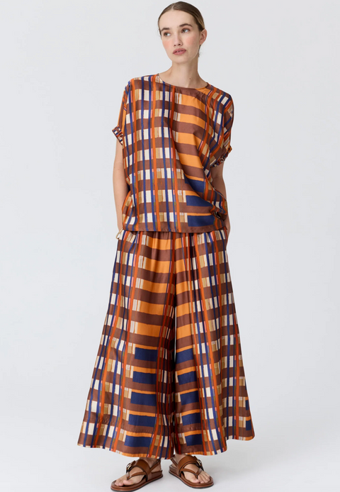 POL Clothing Lattice Pant - Amber Check