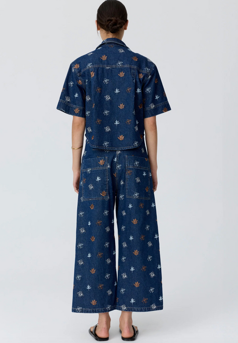 POL Clothing Gilt Embroidered Shirt - Denim/Copper