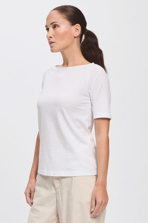 Transit Fine Boatneck Tee - White