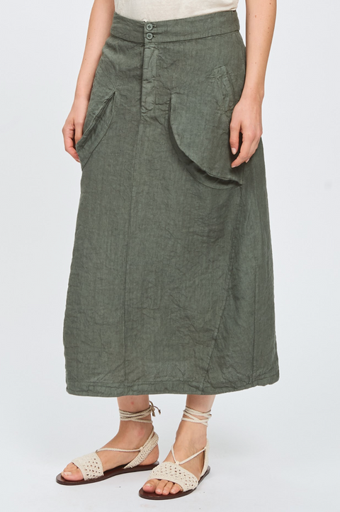 Transit Linen Pocket Skirt - Olive
