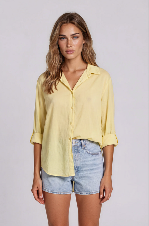 La Gemme Chiara Tab Sleeve Shirt - Lemon