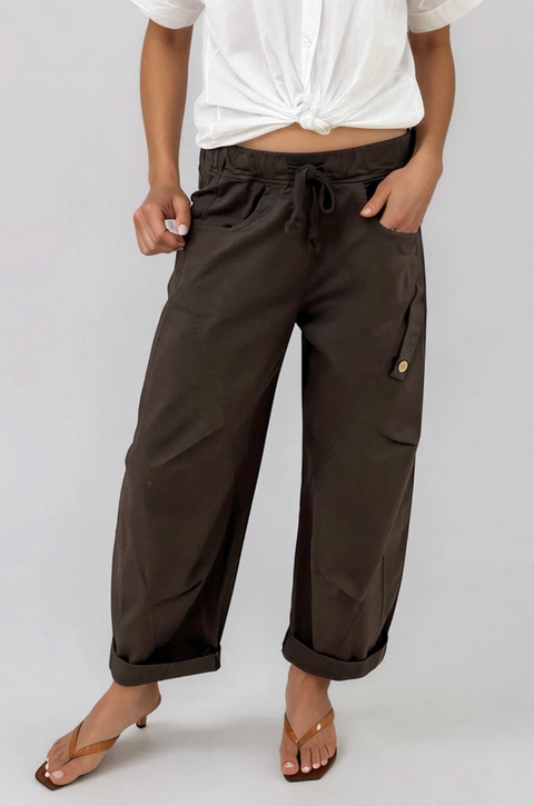 La Gemme Lucia Barrel Pant - Chocolate