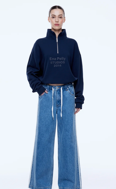 Ena Pelly Sophie Wide Leg Jean - Light Indigo