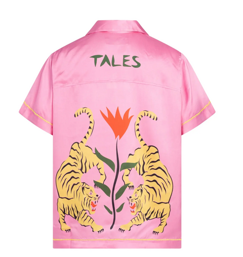 The Tales Crouching Tiger Washed Silk Shirt - Pink