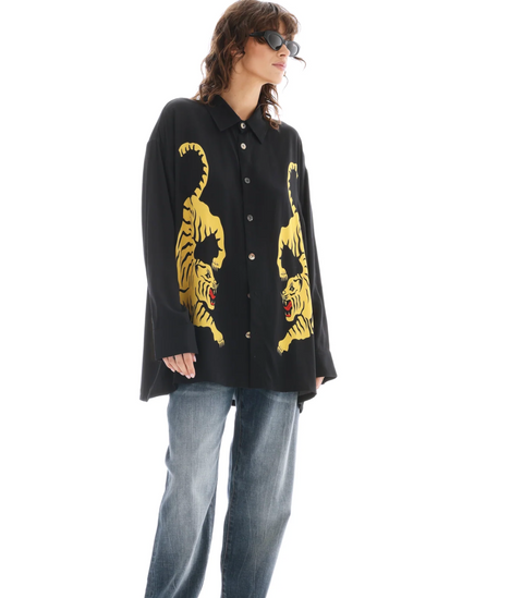 The Tales Crouching Tiger Long Sleeve Shirt - Black